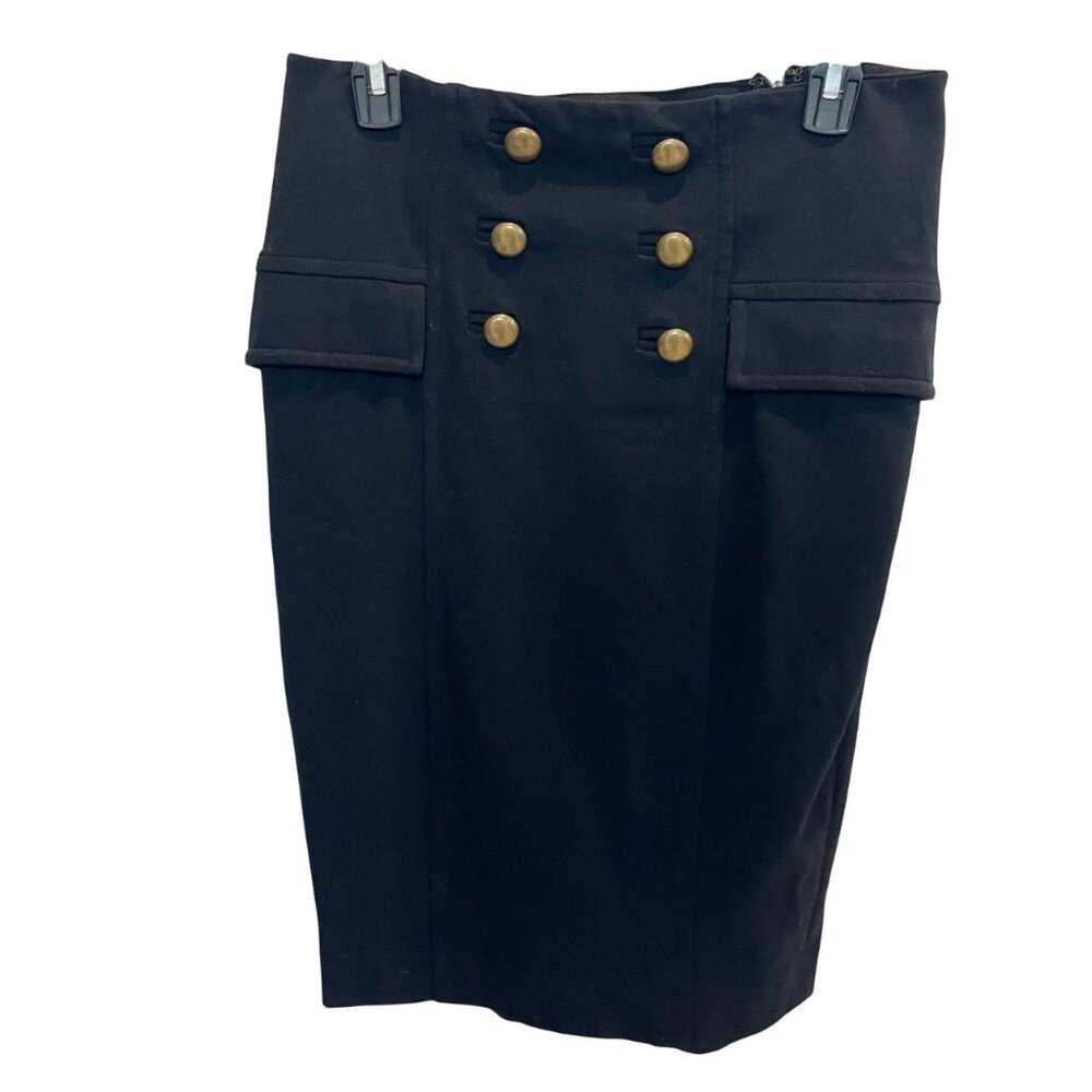 Diane Von Furstenberg Black Double Breasted Military Pencil Skirt‎ Black Size 10
